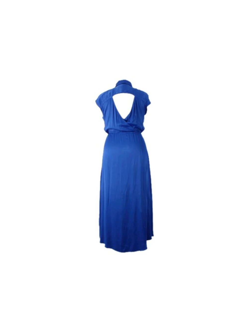 Maeve Dress Sz L Anthropology Royal Blue Open Back Collar 100% Viscose Dress - Picture 4 of 10